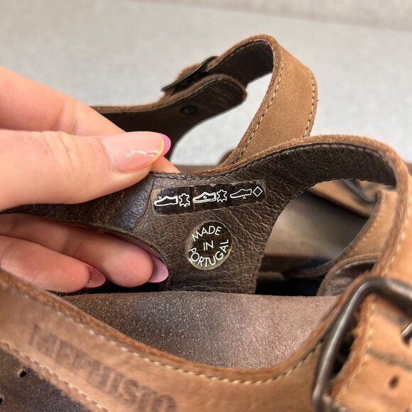 Mephisto Womens Size 38 / US 8 Brown Leather Adjustable Strap Sandals Buckles - Picture 7 of 14